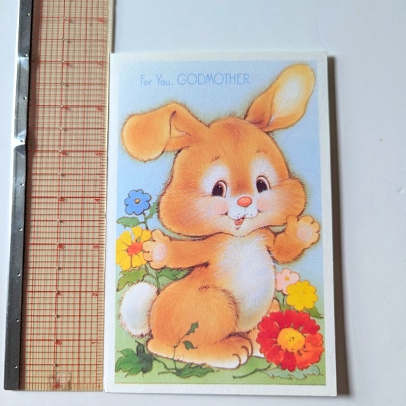 Unused Vintage Mother's Day Bunny Greeting Card for Godmother by Rust Craft - Picture 6 of 8